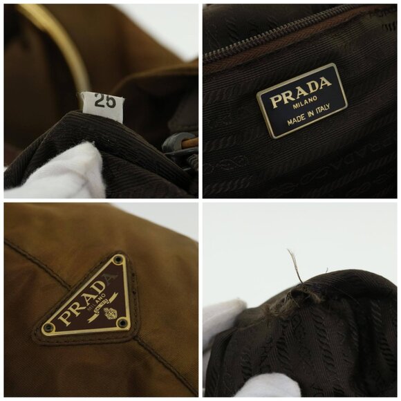 PRADA Tote Bag Nylon Brown Auth cl694 - Picture 14 of 15